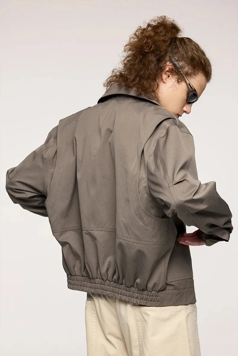 Studded Stretch Crop Cargo Jacket