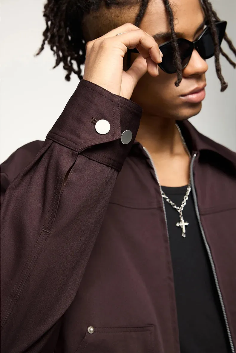Studded Stretch Crop Cargo Jacket