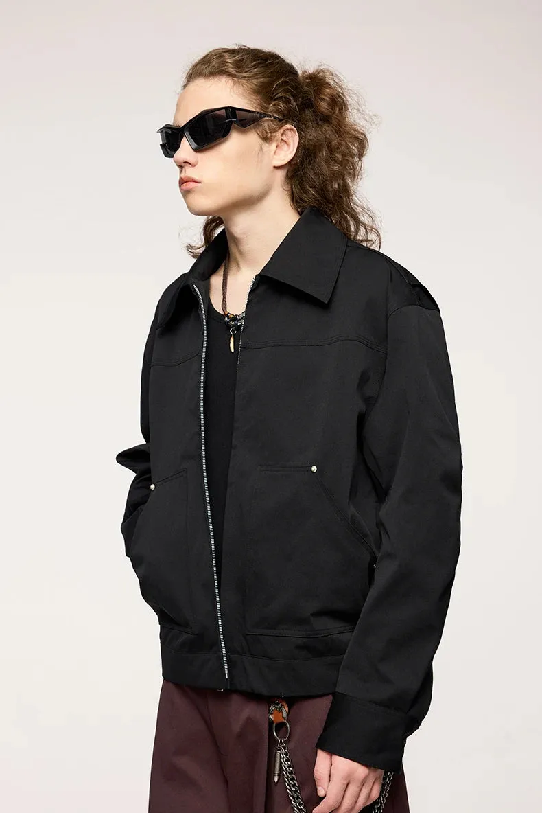 Studded Stretch Crop Cargo Jacket