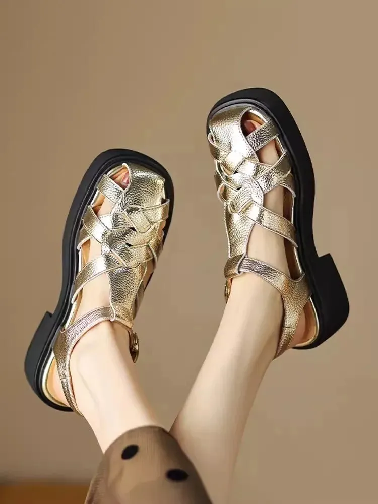 Summer Vintage Gladiator Sandals with Hollow Out Breathable