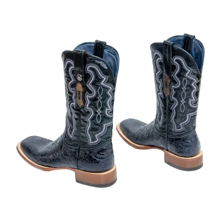 TANNER MARK MEN'S HandTooled Black Print Western Boots