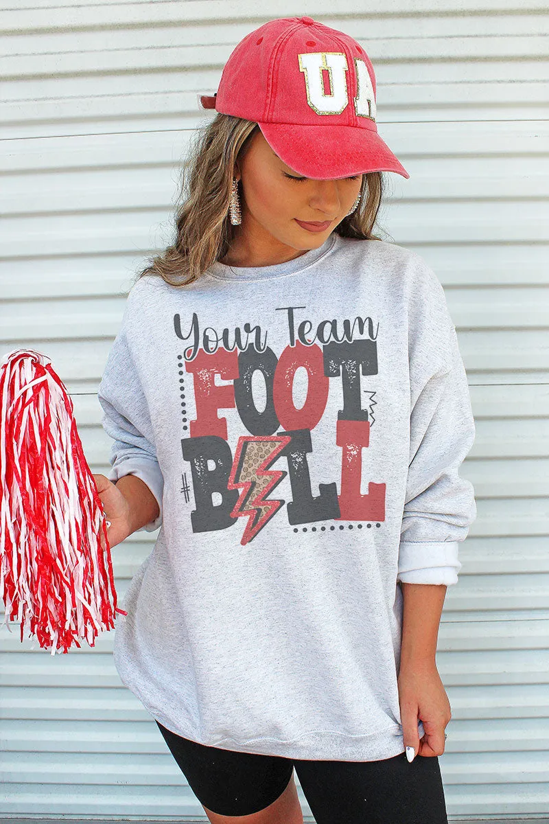 Team Name Football Red & Black Unisex NuBlend Crew Sweatshirt