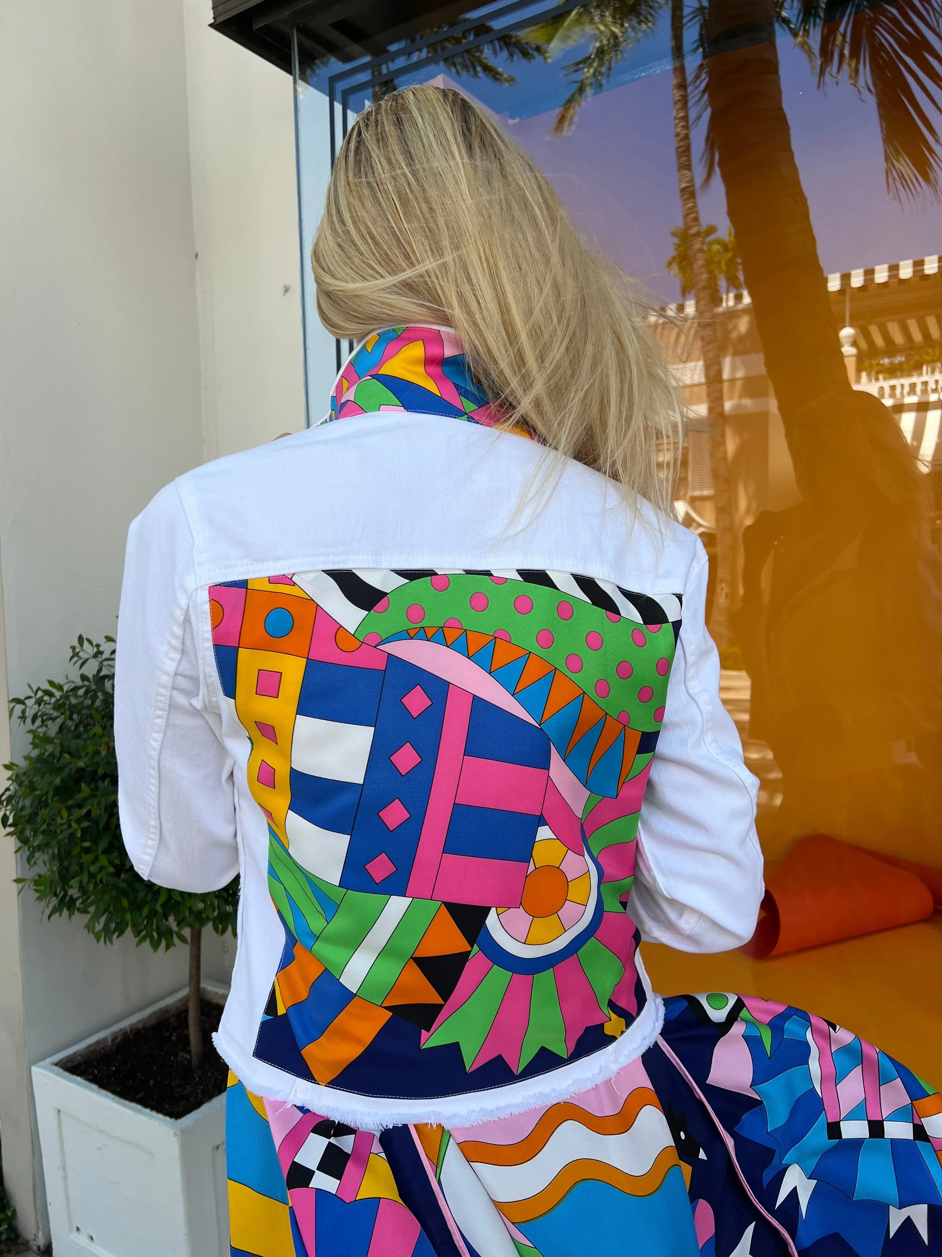 The White Denim Jacket / Blue Pucci