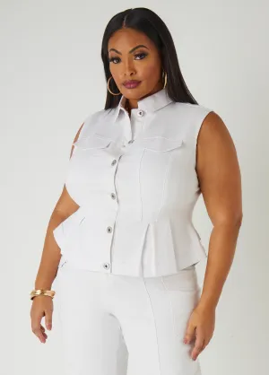 Tiered Peplum Denim Vest