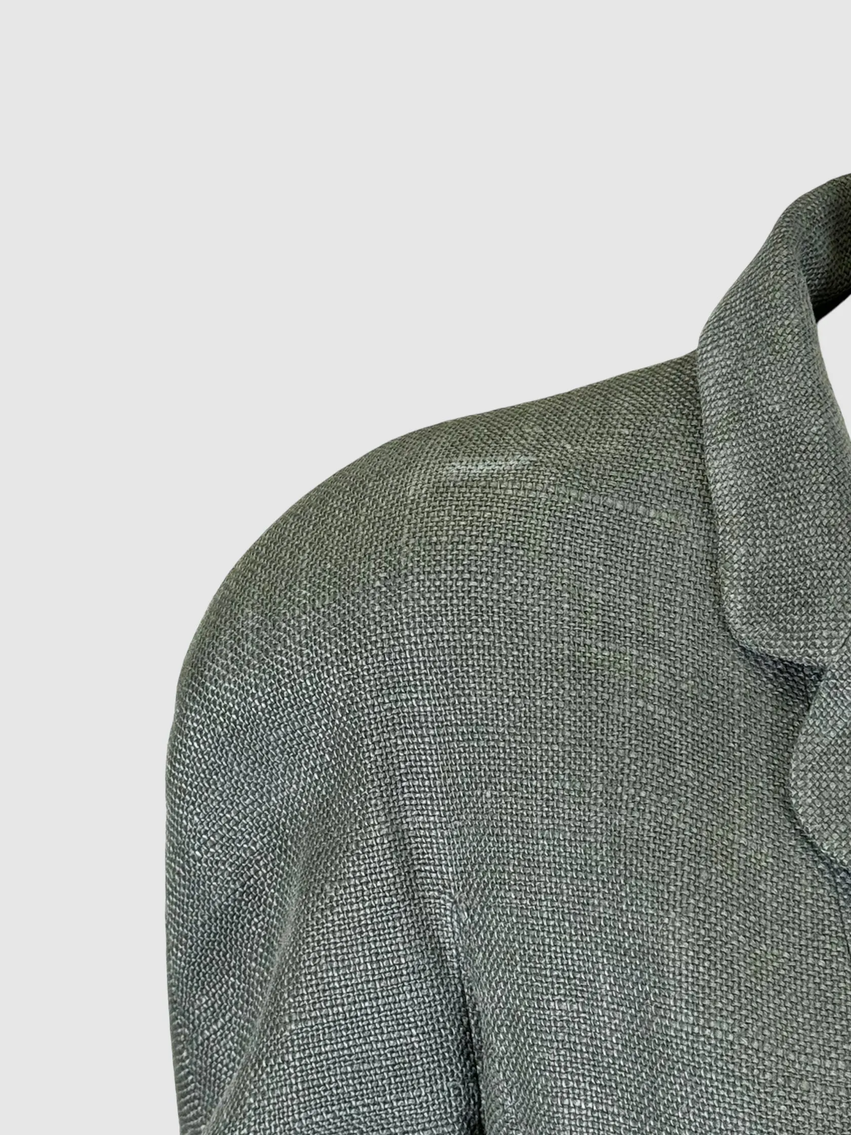 Tweed Zip-Up Linen Blazer - Size 42