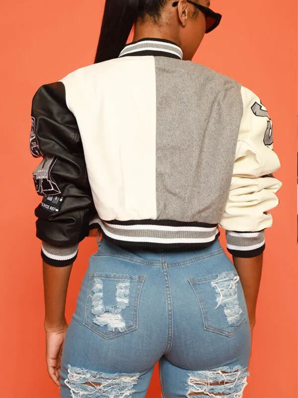 Two-Tone Combo Bomber Jacket