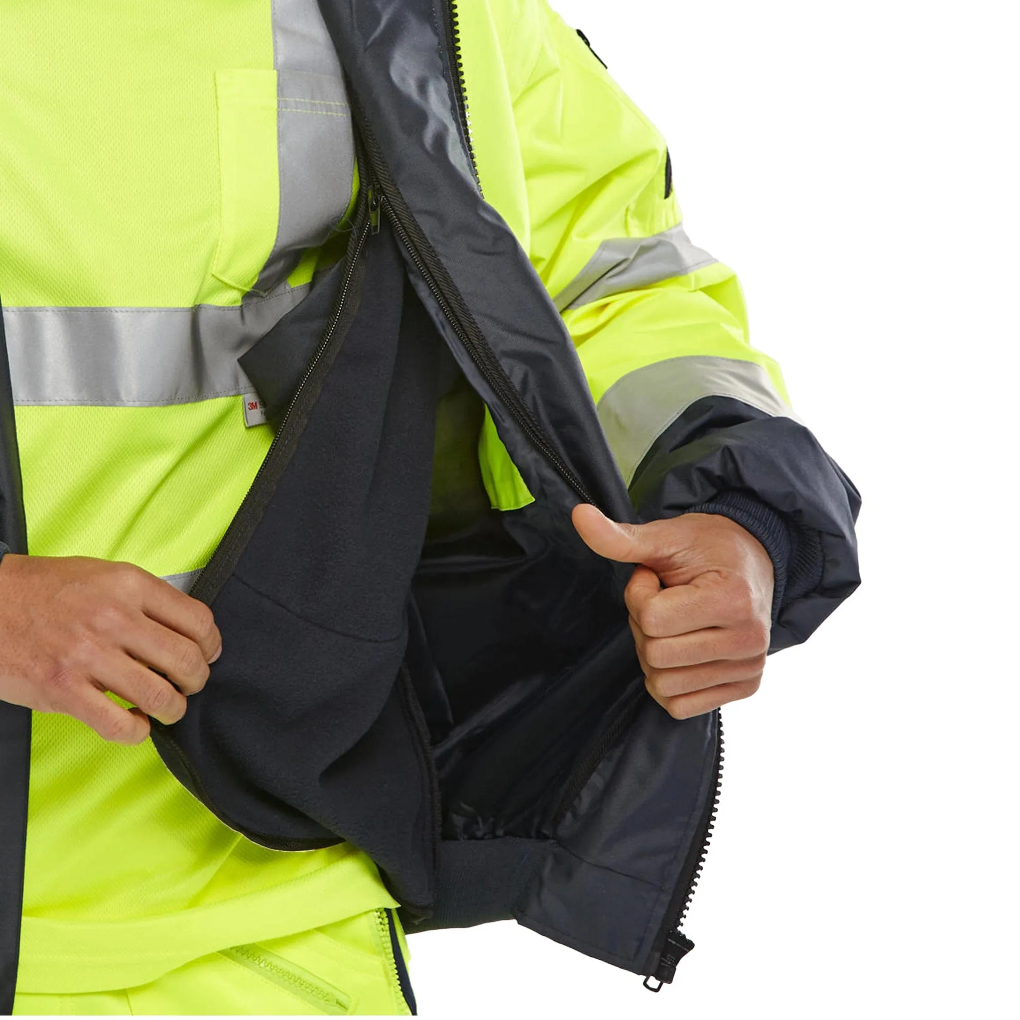 Two-Tone Hi-Vis Europa Bomber Jacket - Saturn Yellow/Navy Blue