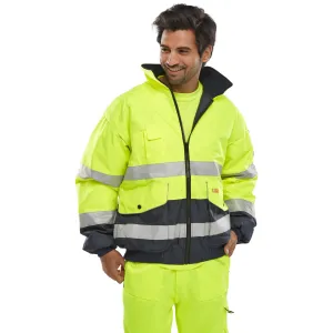 Two-Tone Hi-Vis Europa Bomber Jacket - Saturn Yellow/Navy Blue