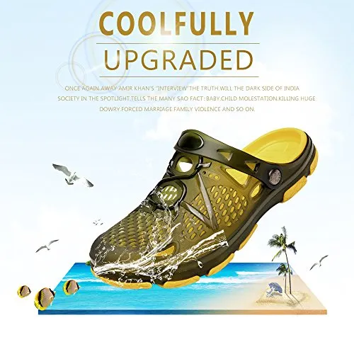 Unisex Non Slip Breathable Sport Slides（Yellow）