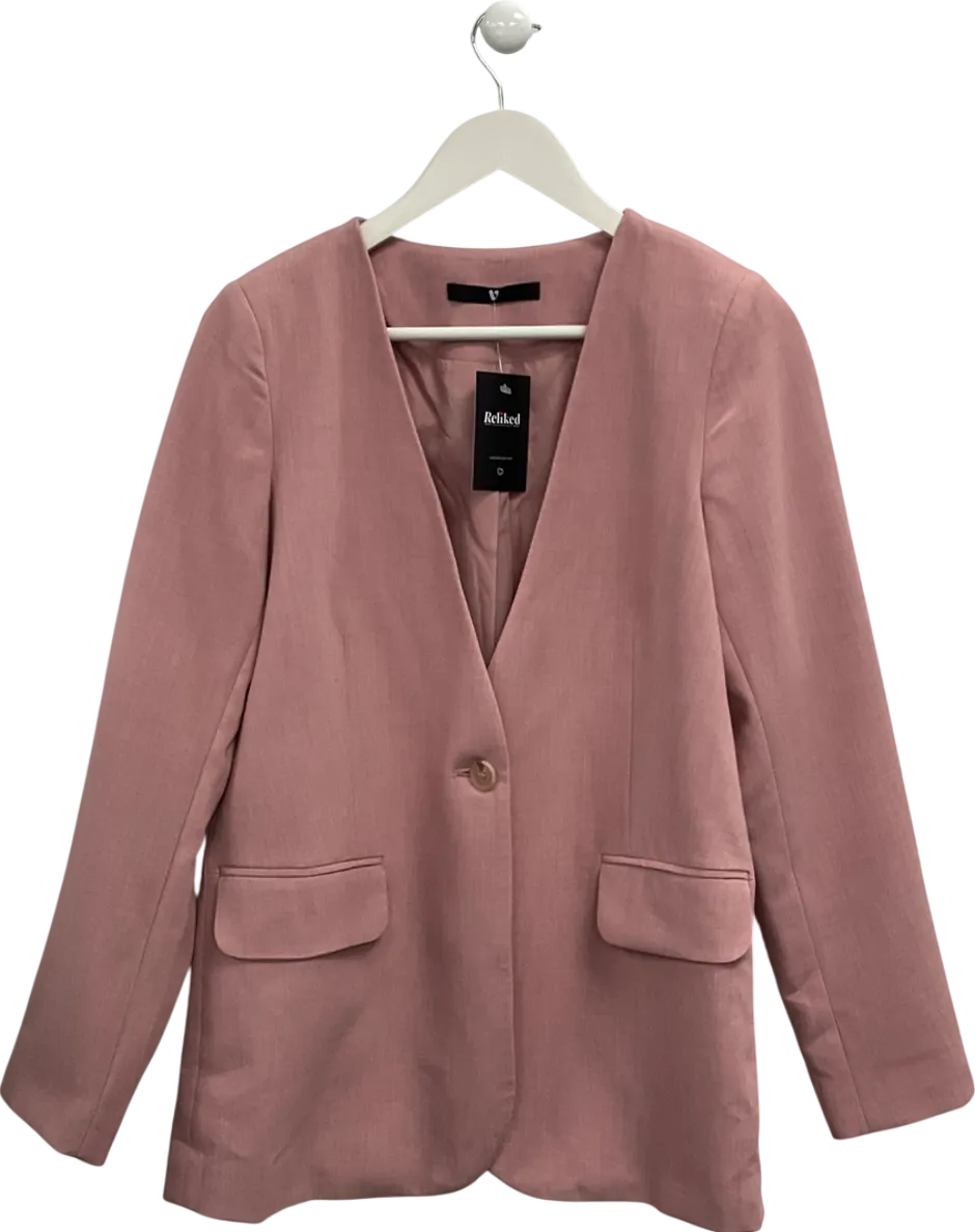 Very Pink Collarless Single Button Blazer UK 8