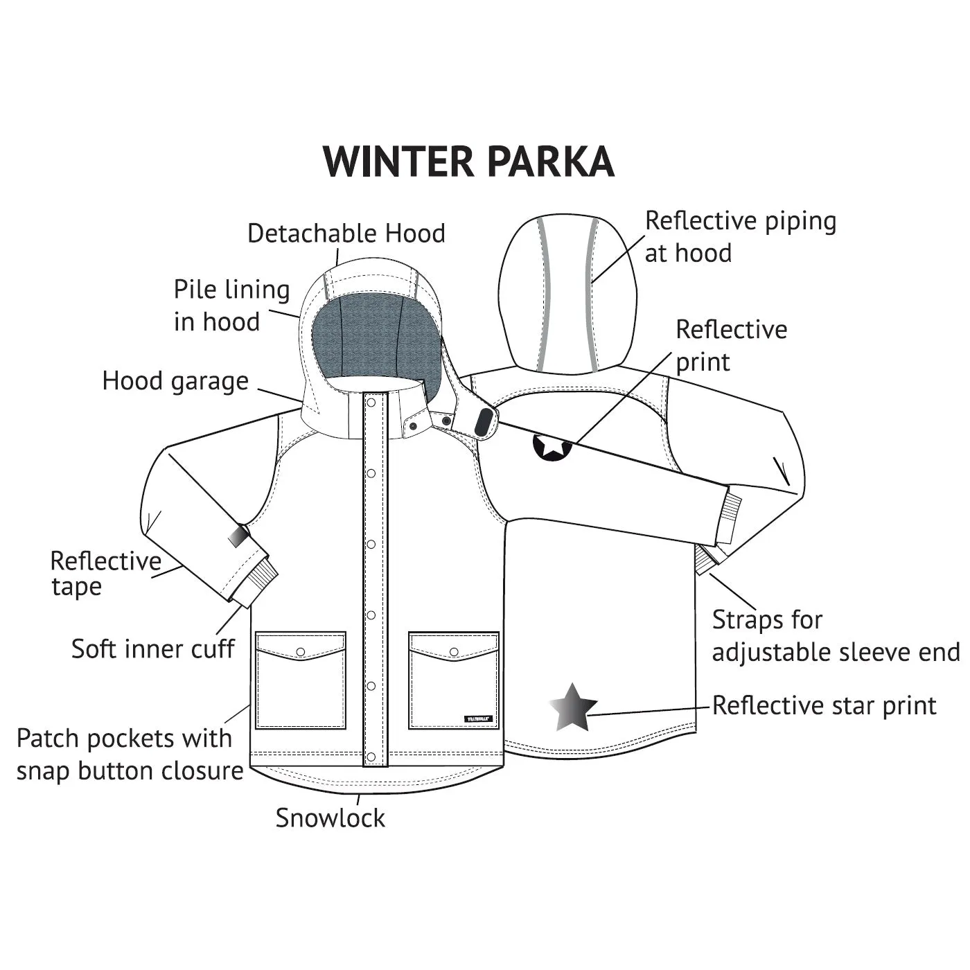 Villervalla Winter Parka Coat Midnight Blue - Kids organic clothing jacket