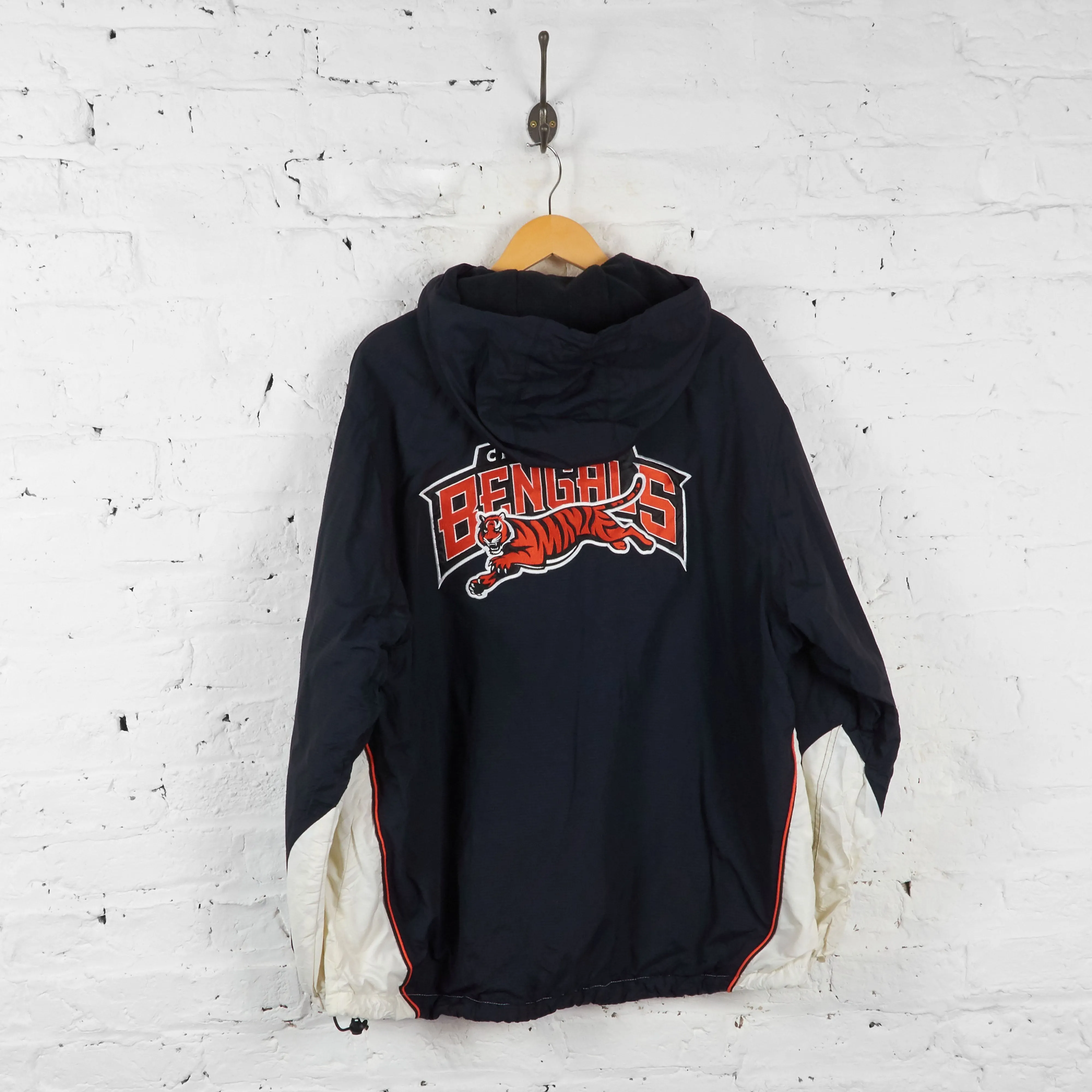 Vintage 1/4 Zip Up NFL Cincinnati Bengals Jacket - White/Black - L