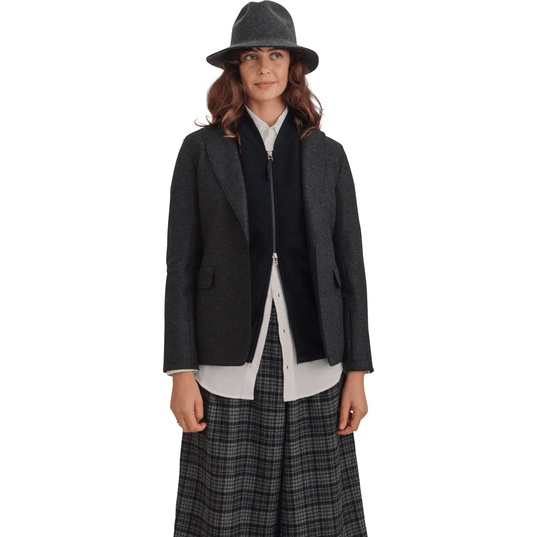 W 1 Button Blazer Lt Press Wool, Charcoal