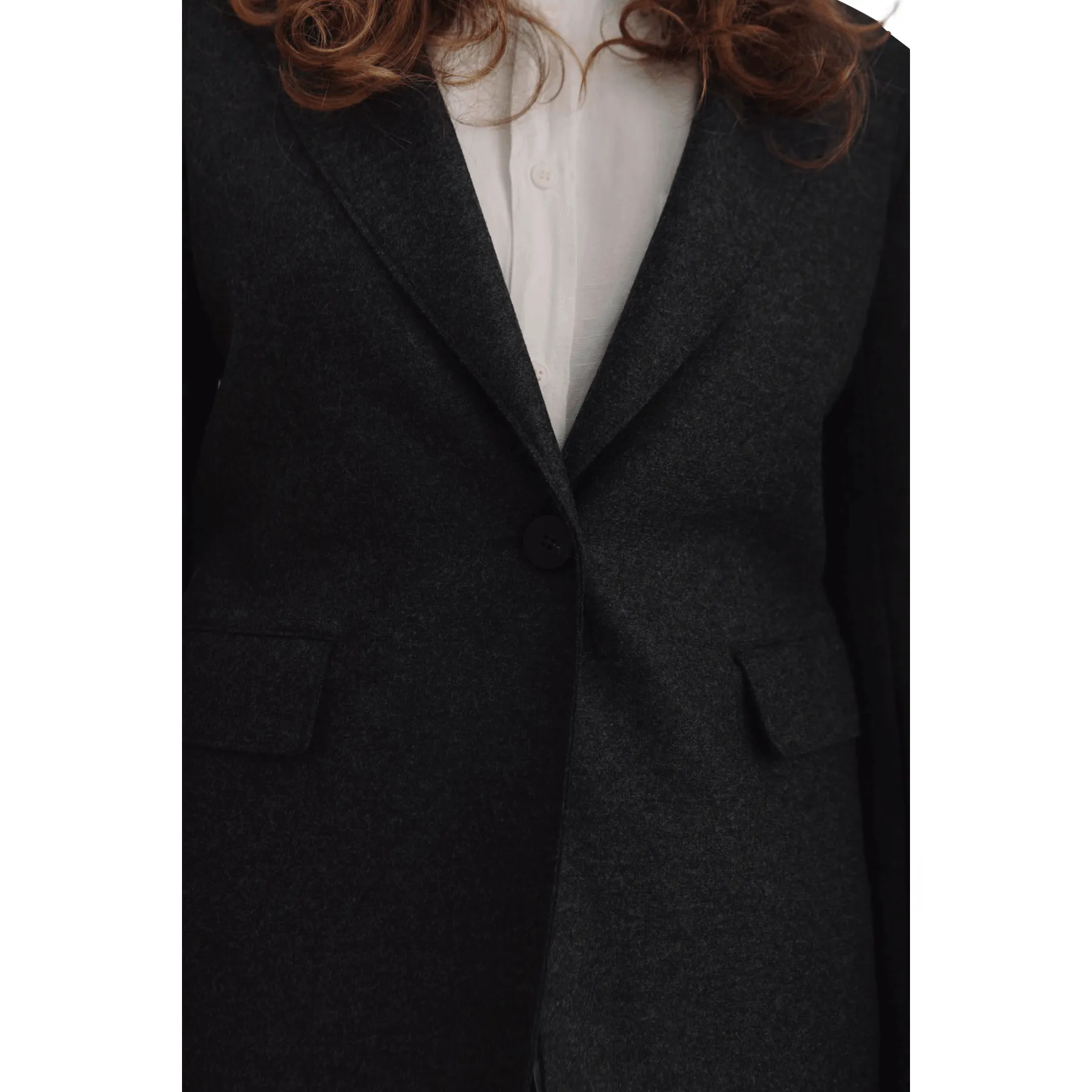 W 1 Button Blazer Lt Press Wool, Charcoal
