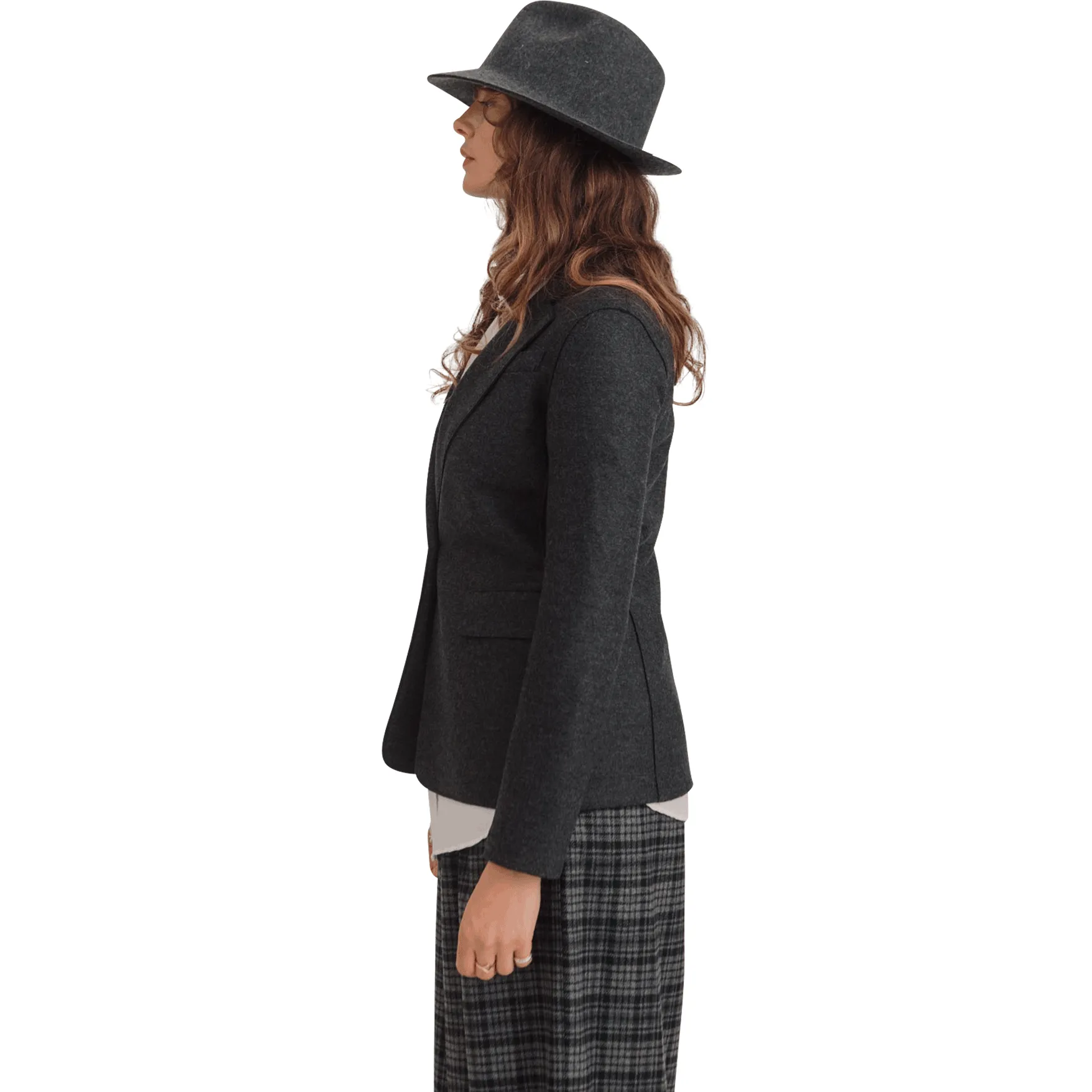 W 1 Button Blazer Lt Press Wool, Charcoal