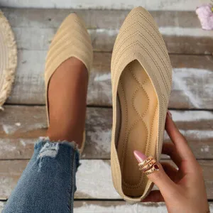 Walk in the Park Mesh Point Toe Solid Color Slip-Ons in Five Colors