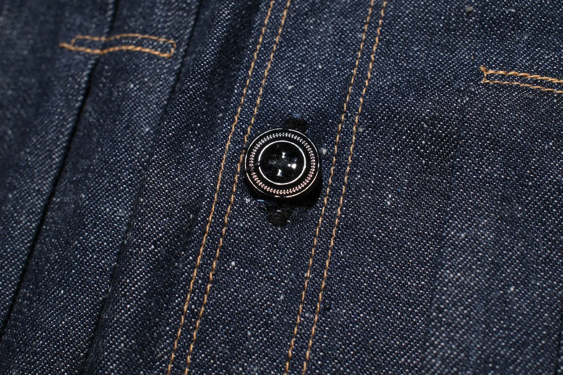 Warehouse 11oz "Greenebaum" Leather Bound Indigo Dyed Denim Blouse