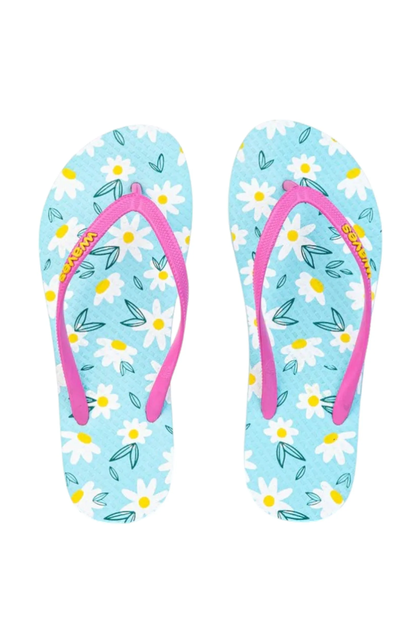 WAVES Women Printed Floral White Flip Flops