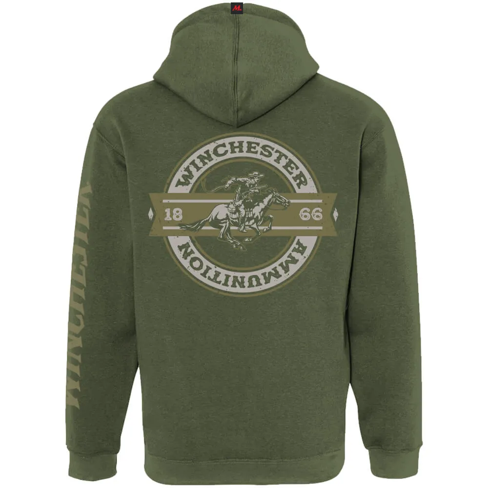 Winchester Legend - Rider Crest Banner - Fleece Pullover Hoodie - Made in USA