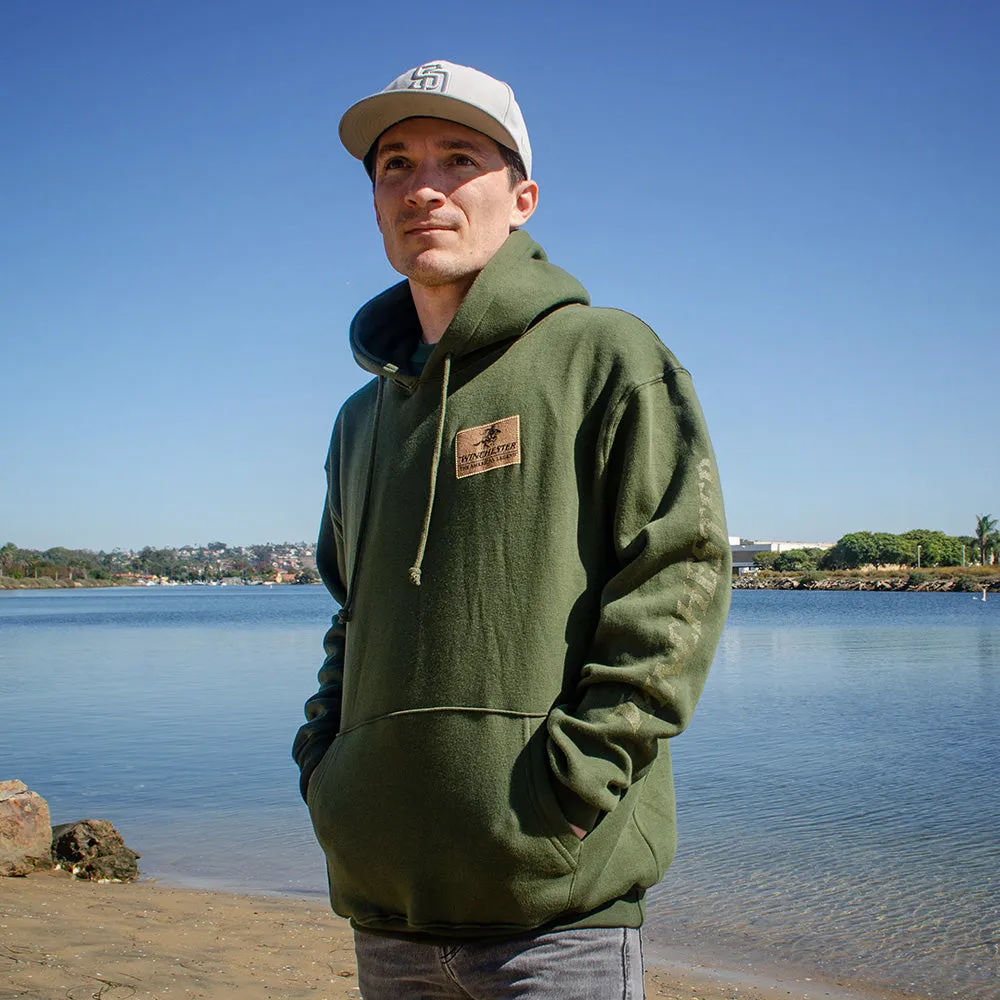 Winchester Legend - Rider Crest Banner - Fleece Pullover Hoodie - Made in USA