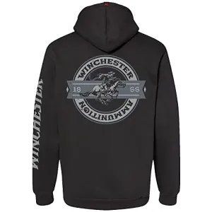 Winchester Legend - Rider Crest Banner - Fleece Pullover Hoodie - Made in USA