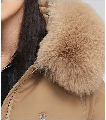Windproof Hooded Parka for Women with Drawstring Waist and Warm Features