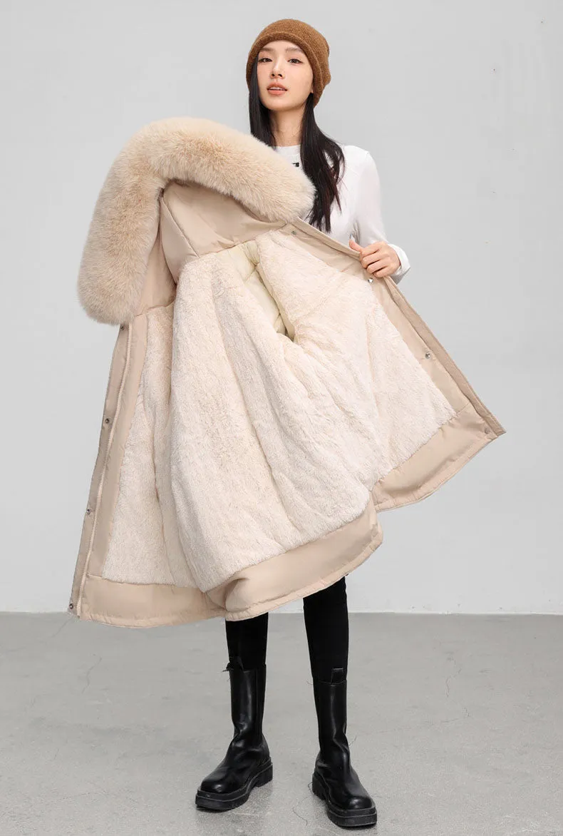 Windproof Hooded Parka for Women with Drawstring Waist and Warm Features