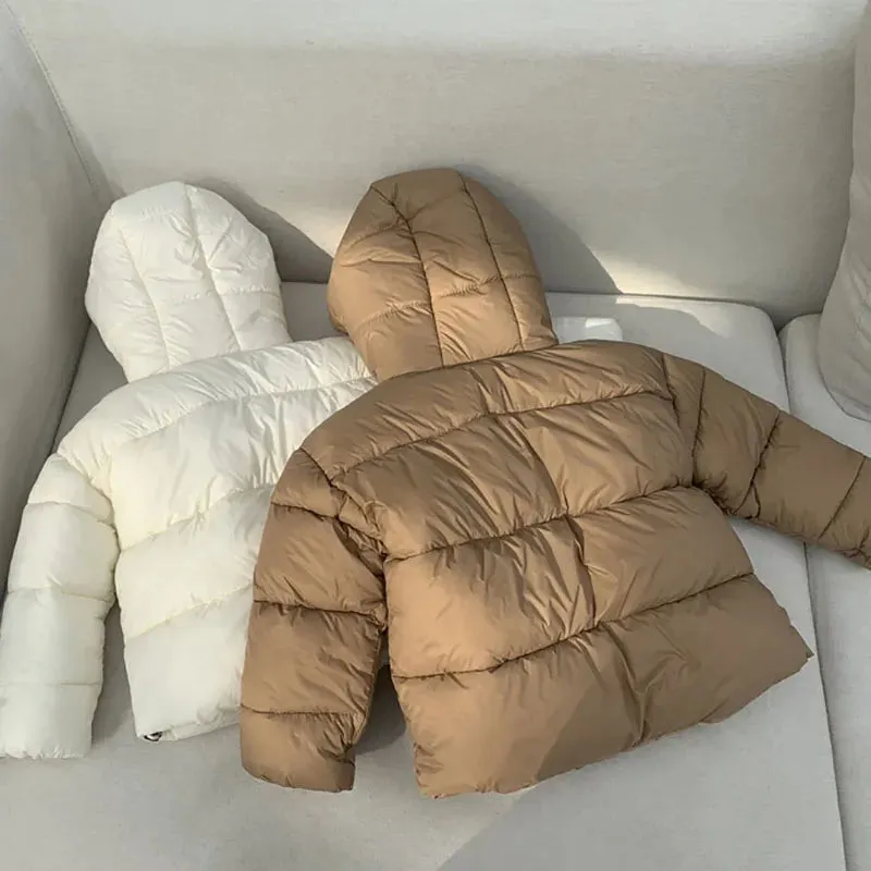 Winter Kids Parkas Korean Style Girls Fur Coat Hoodie Boys Thicken Outerwear
