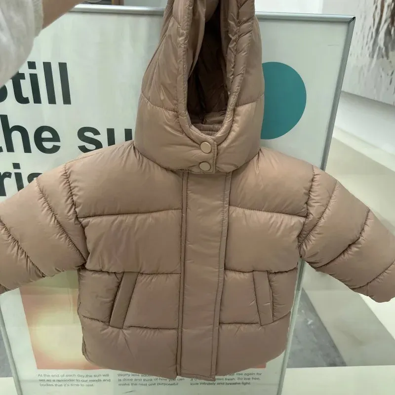 Winter Kids Parkas Korean Style Girls Fur Coat Hoodie Boys Thicken Outerwear