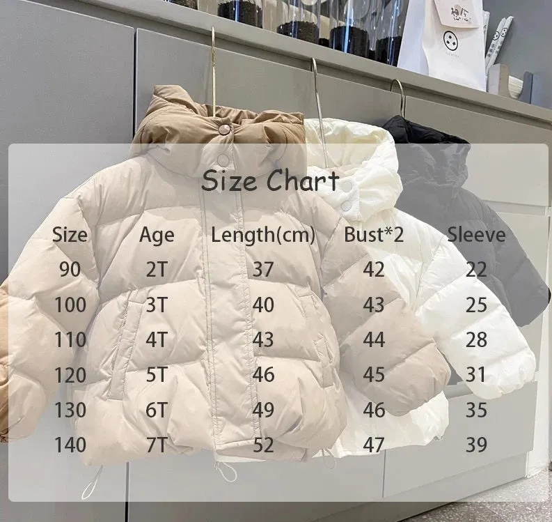 Winter Kids Parkas Korean Style Girls Fur Coat Hoodie Boys Thicken Outerwear
