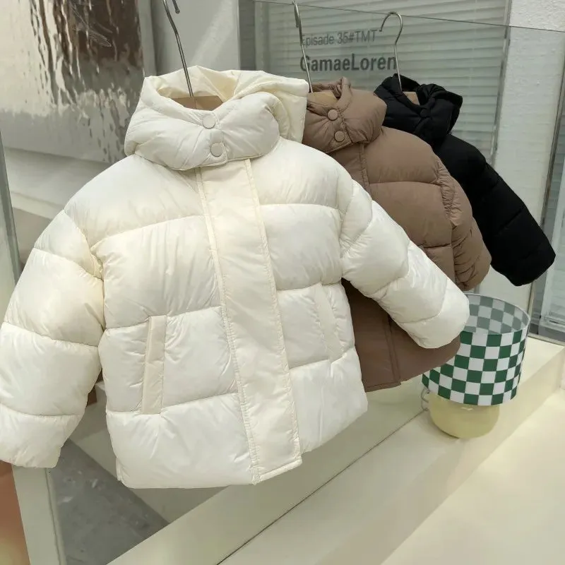 Winter Kids Parkas Korean Style Girls Fur Coat Hoodie Boys Thicken Outerwear