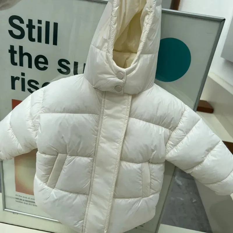Winter Kids Parkas Korean Style Girls Fur Coat Hoodie Boys Thicken Outerwear