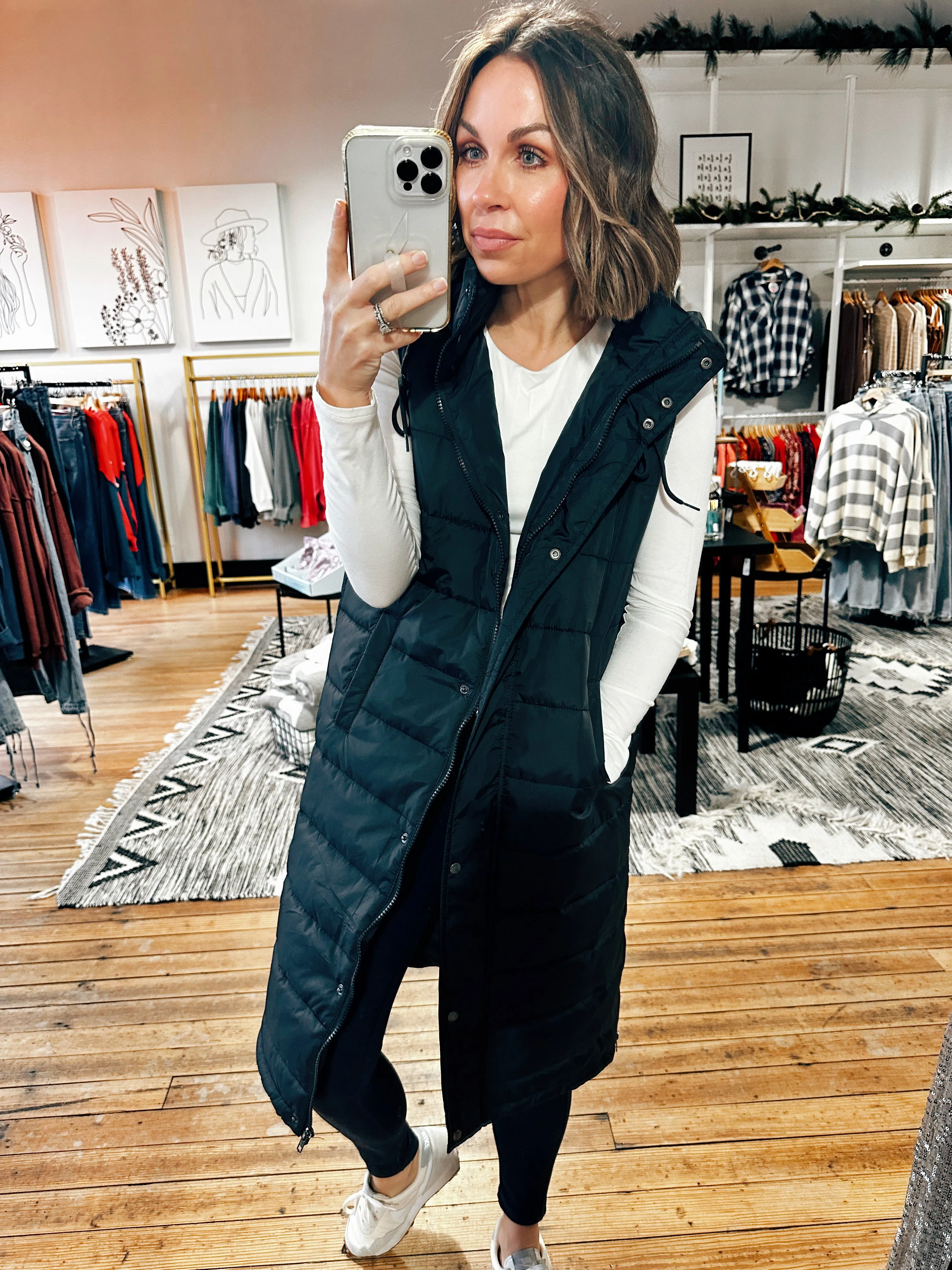 Winter Park Hooded Long Puffer Vest - 2 Colors