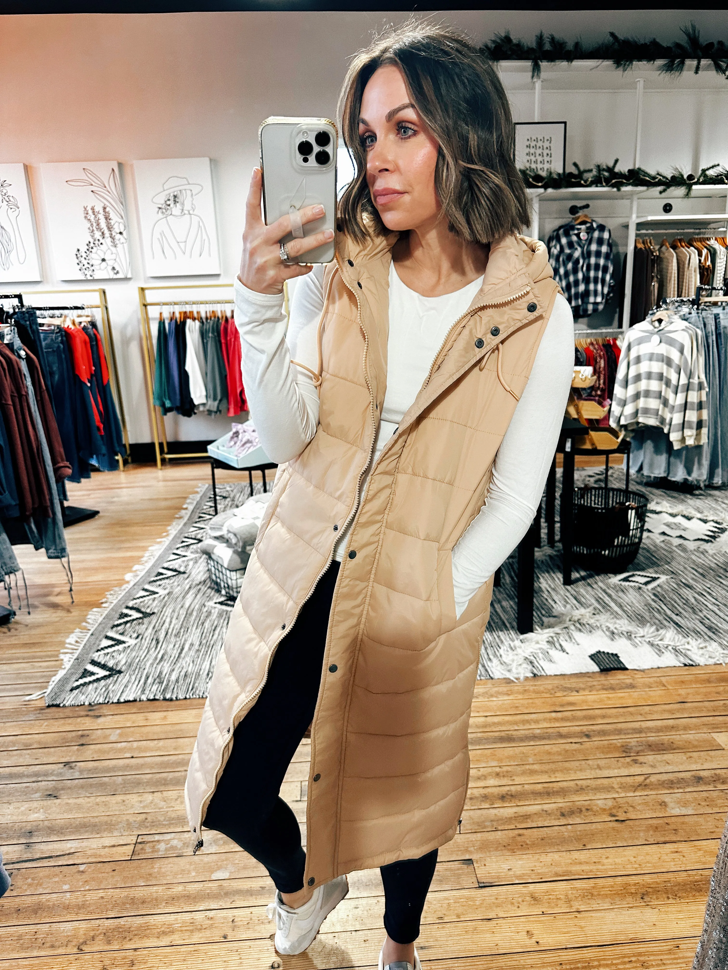 Winter Park Hooded Long Puffer Vest - 2 Colors