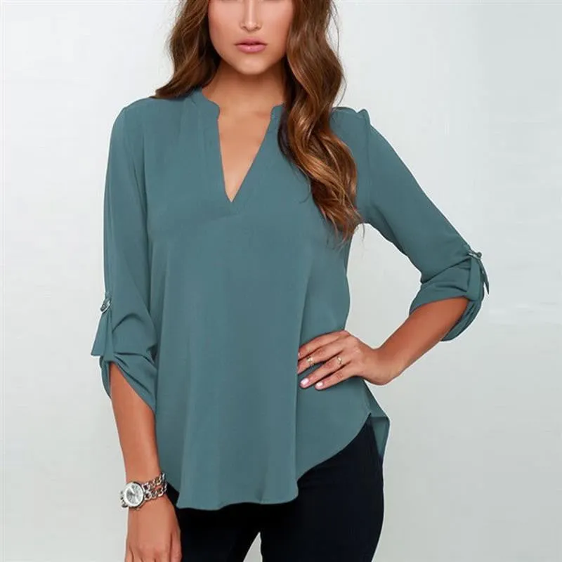 Women Blouses Shirt Off Shoulder Long Sleeve V-Neck Women Tops