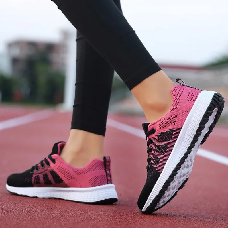 Women Casual Shoes Fashion Breathable Walking Mesh Lace Up