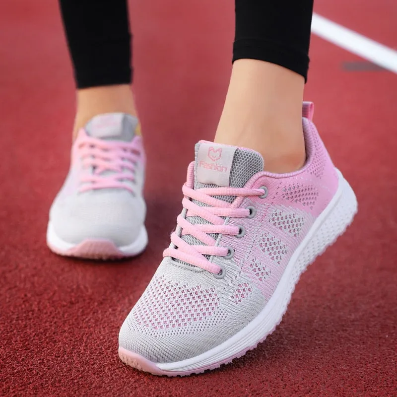 Women Casual Shoes Fashion Breathable Walking Mesh Lace Up