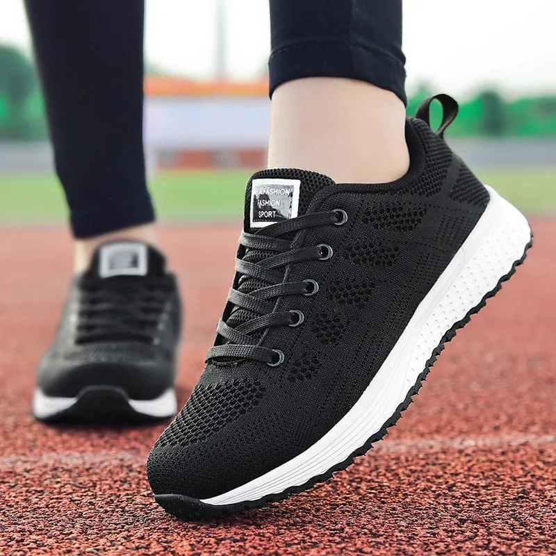 Women Casual Shoes Fashion Breathable Walking Mesh Lace Up
