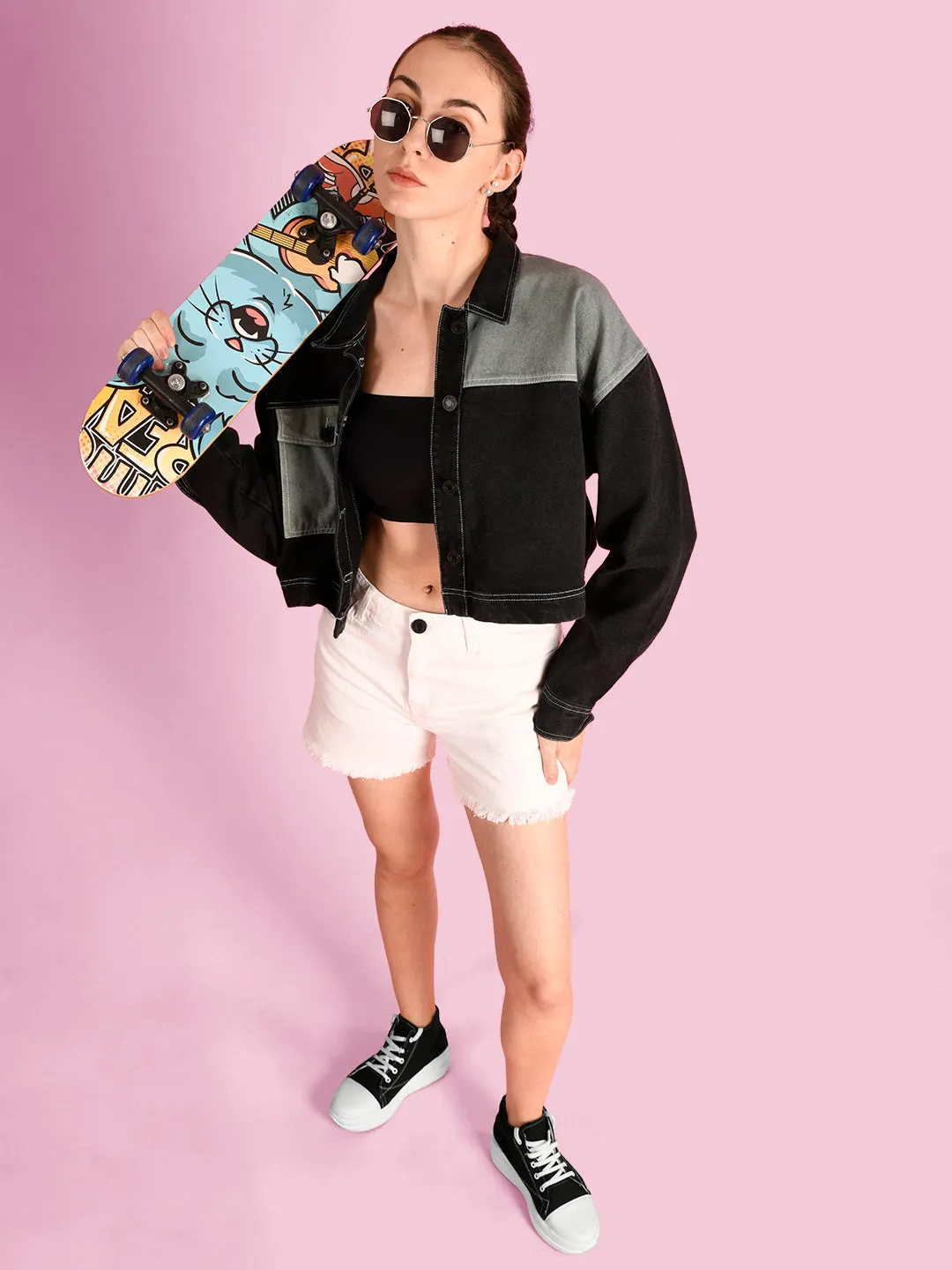 Women Over size Fit Black Denim Jackets