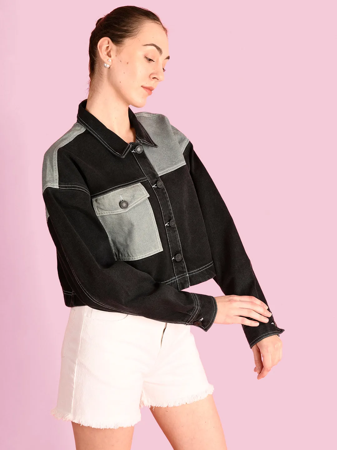 Women Over size Fit Black Denim Jackets