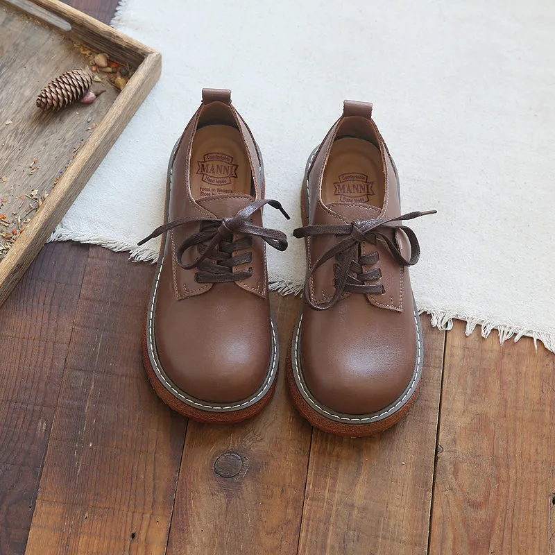 Women Solid Leather Casual Shoes