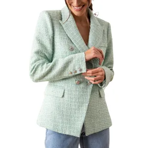 Womens Attentif Mint Green Woven Blazer