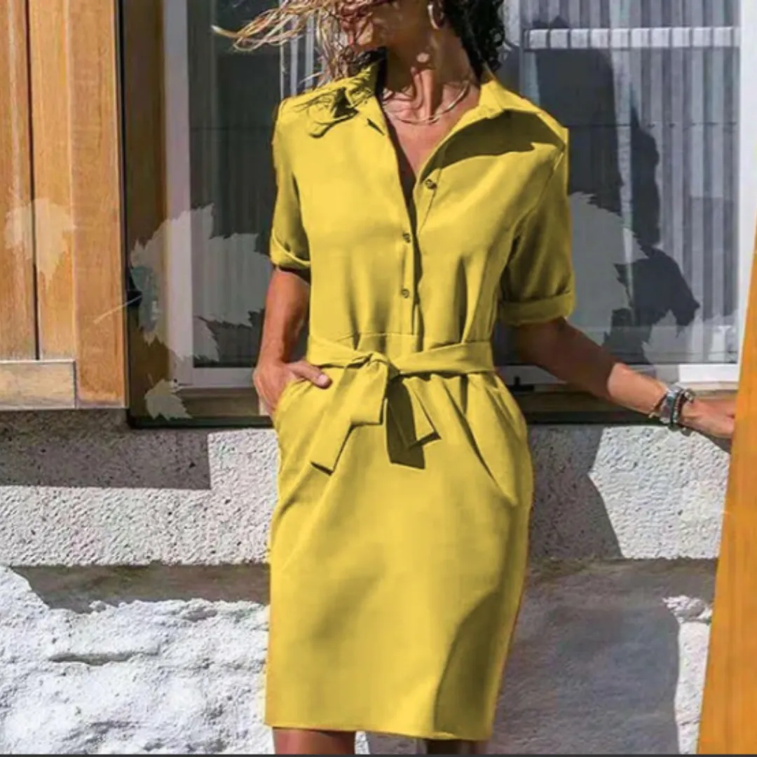 Women's Formal Office Shirt Dress | Midi