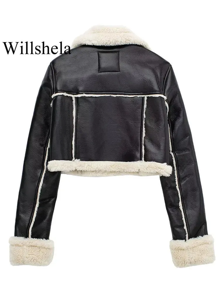 Women's Front Zipper Lapel Neck Long Sleeves Jacket