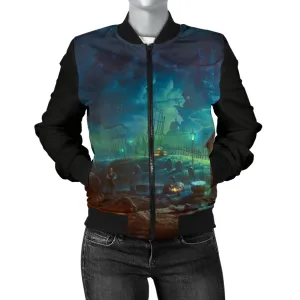 Women's Halloween Black Cat Bomber Jacket