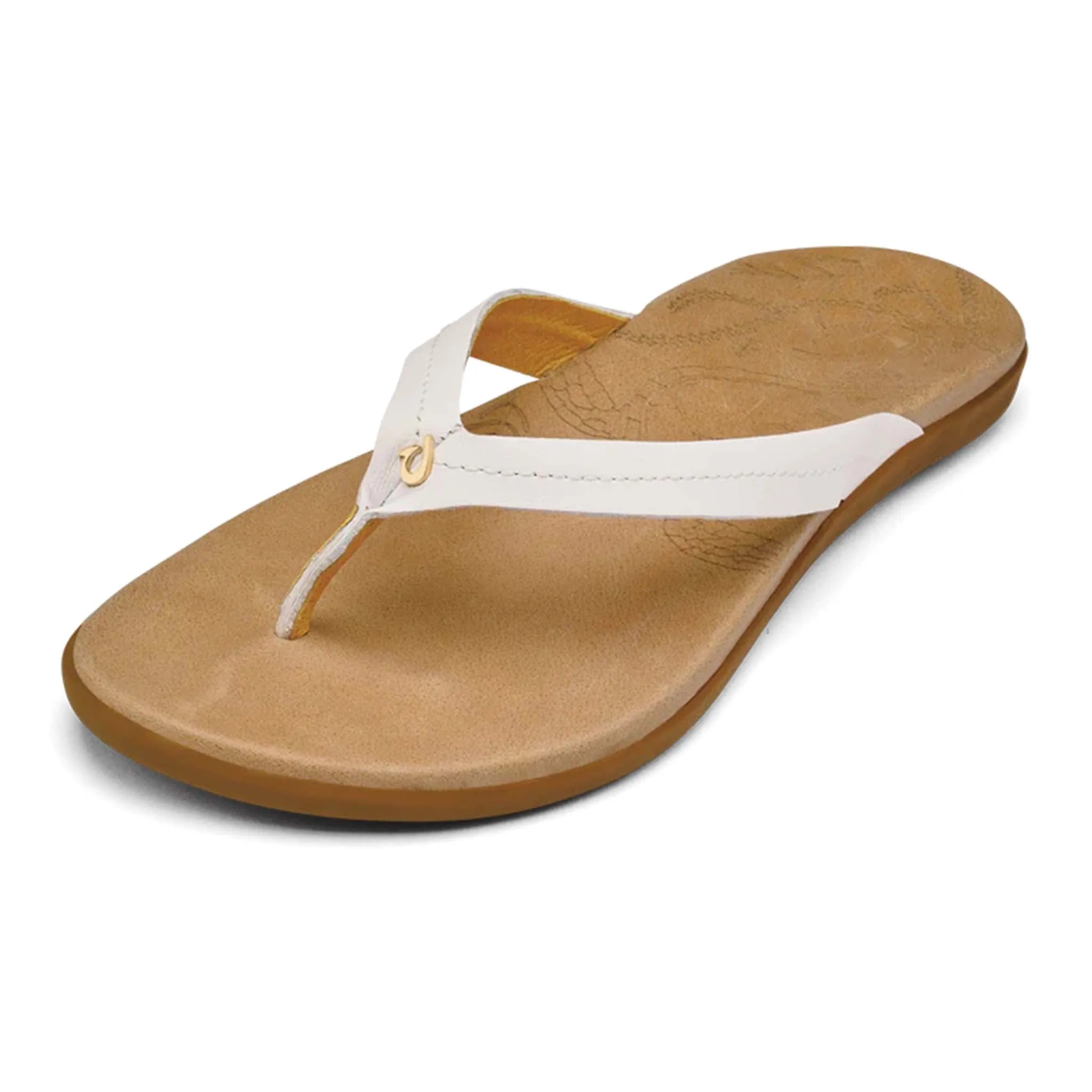 Women's Honu Sandals in Bright White and Golden Sand