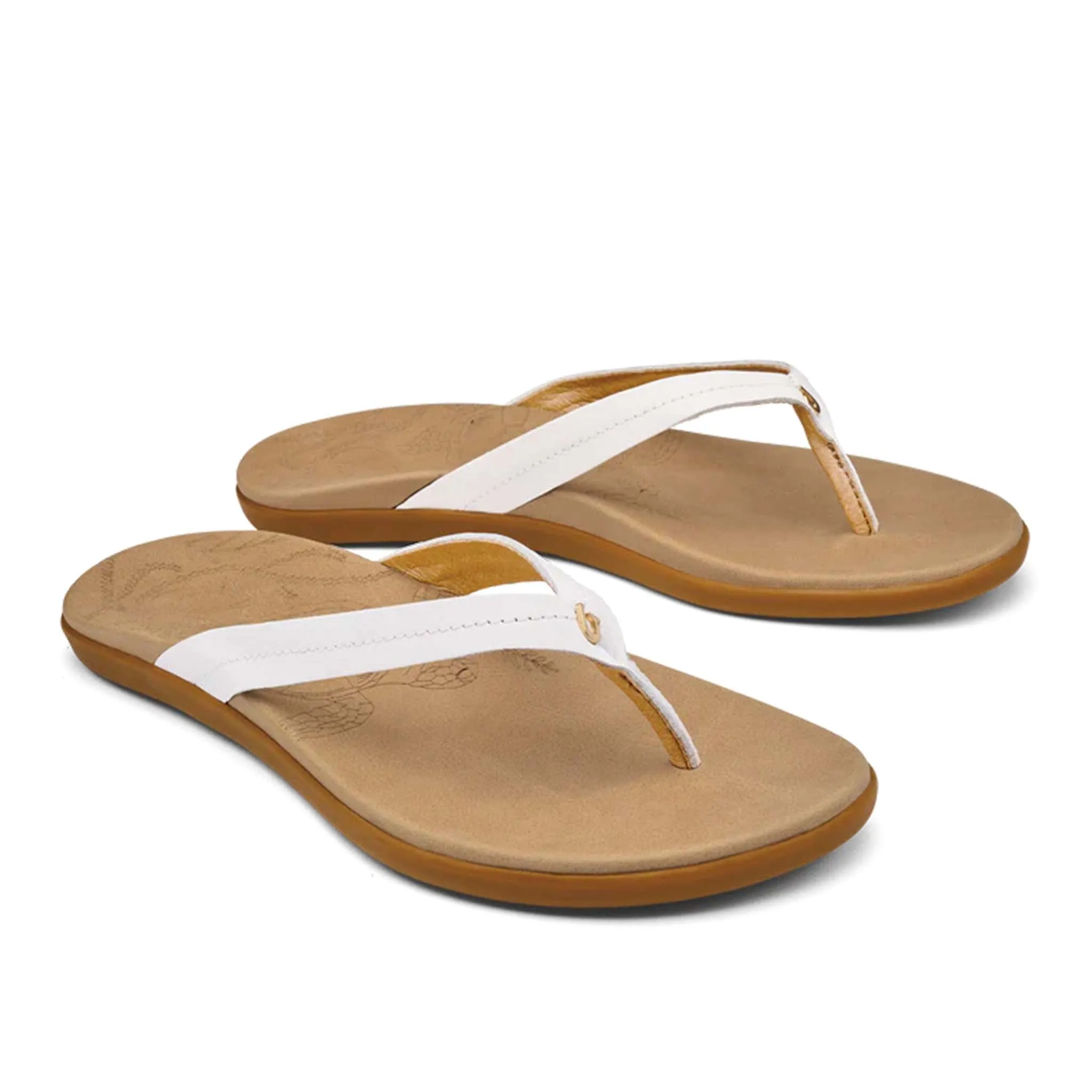Women's Honu Sandals in Bright White and Golden Sand