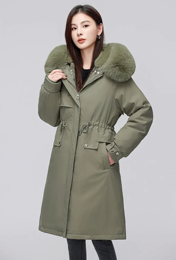 Women's Hooded Full Zip Parka Featuring Stain-Resistant Fabric