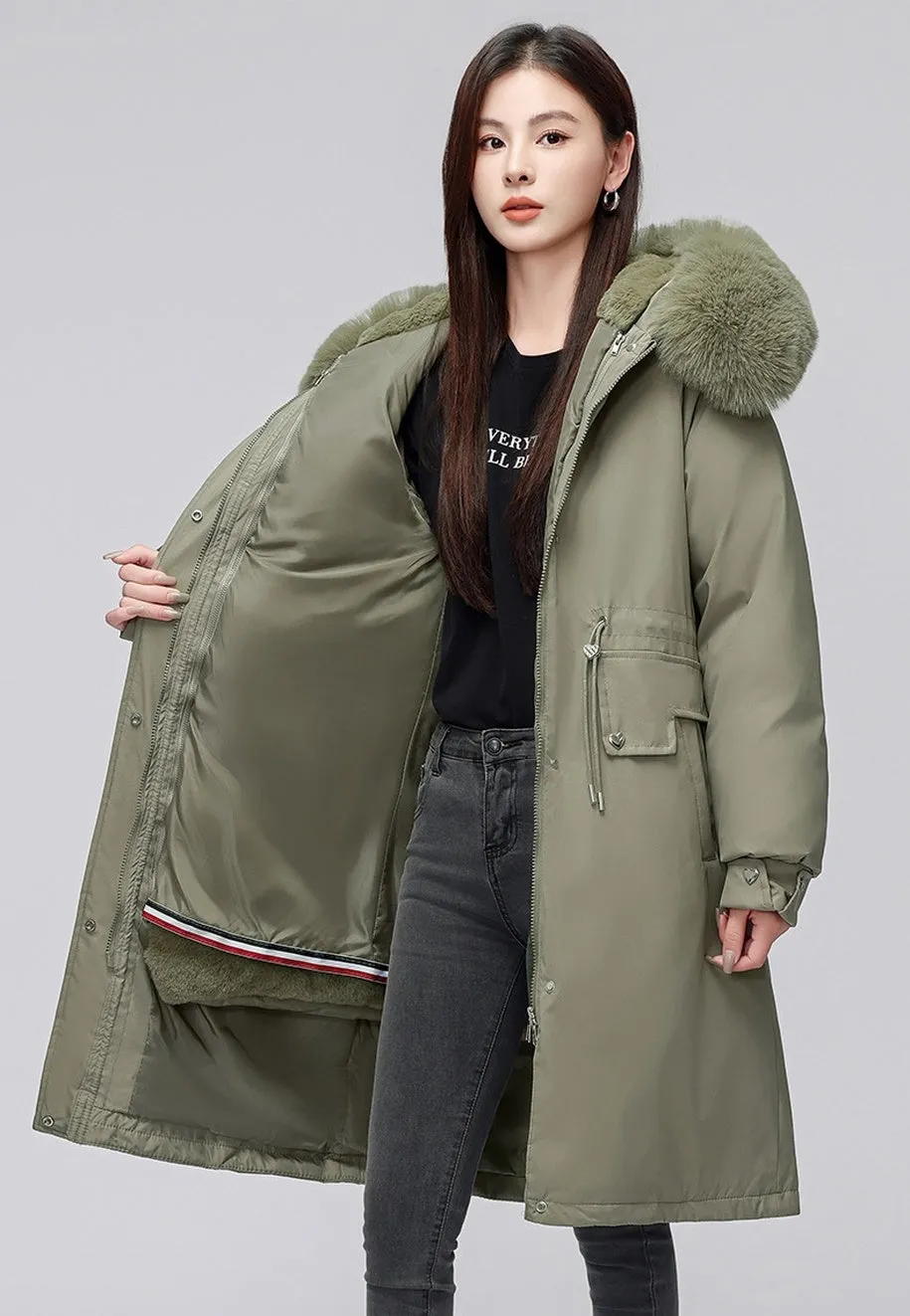Women's Hooded Full Zip Parka Featuring Stain-Resistant Fabric