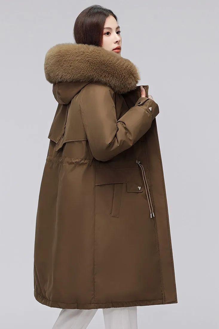 Women's Hooded Full Zip Parka Featuring Stain-Resistant Fabric